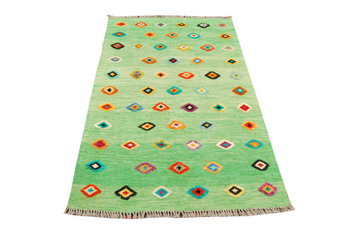 Original Kaudani afghanistan rural Kilim CM 157x102 Colore Verde