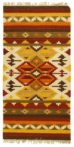 140x70 cm Kilim indiano autentico e originale, fatto a mano,