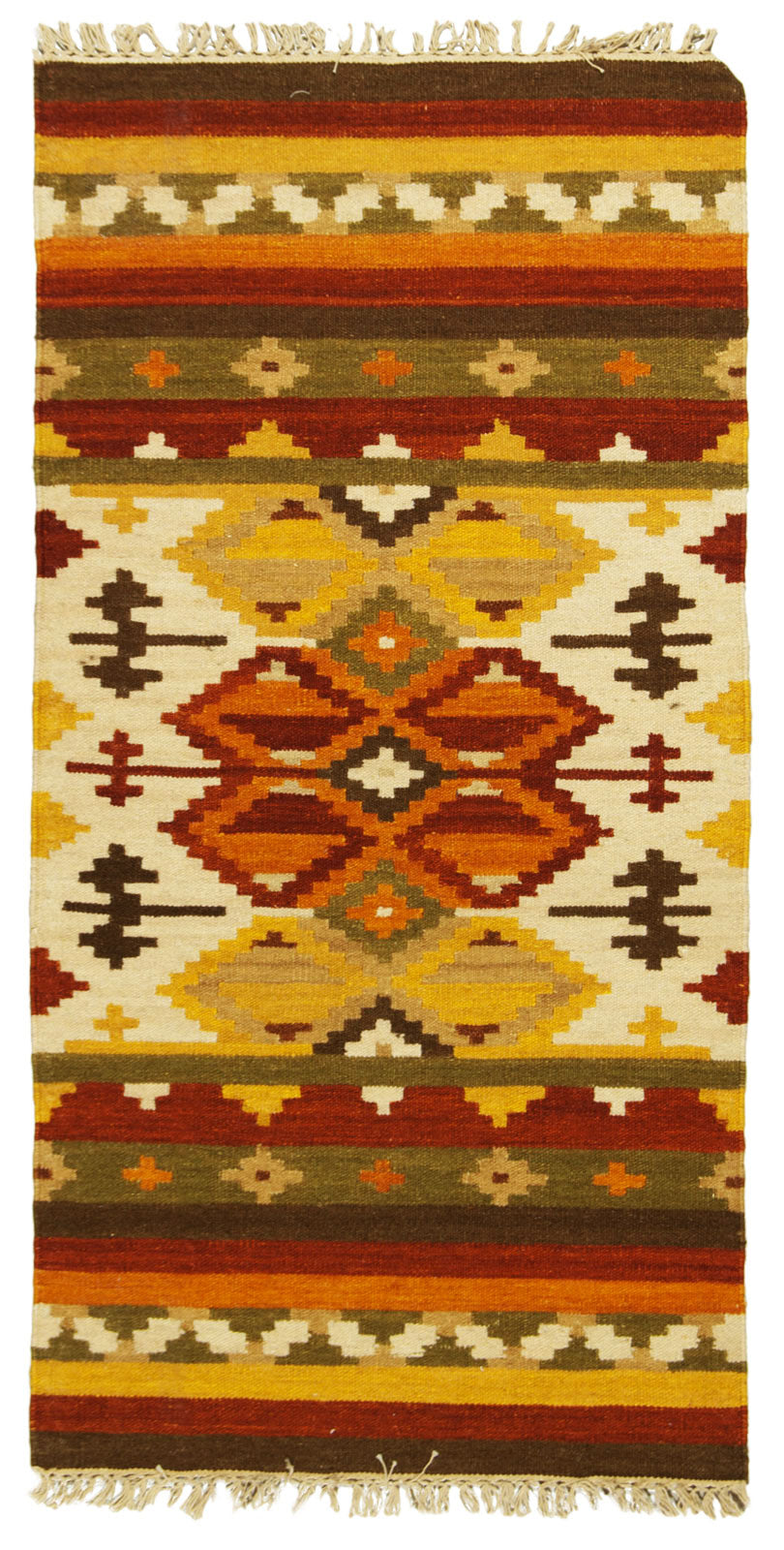 140x70 cm Kilim indiano autentico e originale, fatto a mano,