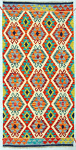 Carica l'immagine nel visualizzatore di Gallery, Kilim Kaudani Lana Hand Made In Afganistan 202x100 CM (Galleriafarah1970)
