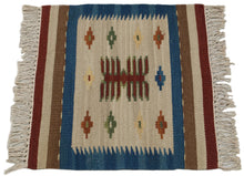 Lade das Bild in den Galerie-Viewer, 40x40 CM Tappetino Kilim India Occasione Lana Cotone #GalleriaFarah1970
