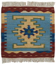 Lade das Bild in den Galerie-Viewer, Tappeto Kilim India Occasione Lana Cotone - 40x40 Cm
