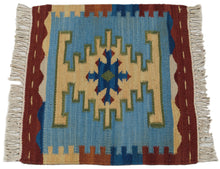 Carica l&#39;immagine nel visualizzatore di Gallery, Tappeto Kilim India Occasione Lana Cotone - 40x40 Cm
