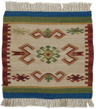 Carica l'immagine nel visualizzatore di Gallery, 40x40 CM Tappetino Kilim India Occasione Lana Cotone #GalleriaFarah1970
