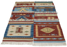 Lade das Bild in den Galerie-Viewer, 40x40 CM Tappetino Kilim India Occasione Lana Cotone #GalleriaFarah1970
