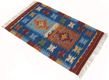 Load image into Gallery viewer, kilim originale Occasion lana cotone (110x60 CM) - Galleria Farah197
