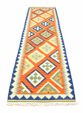 Carica l'immagine nel visualizzatore di Gallery, kilim indiano moderno autentico originale 198x69 cm
