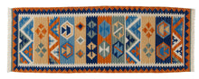 Carica l&#39;immagine nel visualizzatore di Gallery, kilim indiano moderno autentico originale 198x69 cm
