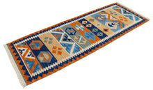 Lade das Bild in den Galerie-Viewer, kilim indiano moderno autentico originale 198x69 cm
