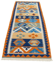 Lade das Bild in den Galerie-Viewer, kilim indiano moderno autentico originale 198x69 cm
