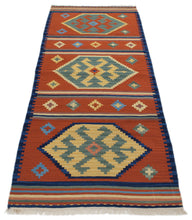 Carica l'immagine nel visualizzatore di Gallery, kilim indiano moderno autentico originale 198x69 cm
