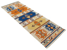 Load image into Gallery viewer, kilim indiano moderno autentico originale 198x69 cm
