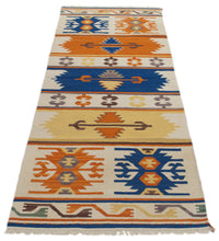 Load image into Gallery viewer, kilim indiano moderno autentico originale 198x69 cm
