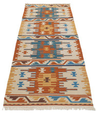 Lade das Bild in den Galerie-Viewer, kilim indiano moderno autentico originale 198x69 cm
