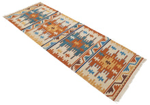 Lade das Bild in den Galerie-Viewer, kilim indiano moderno autentico originale 198x69 cm
