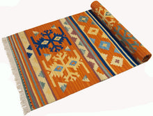 Carica l'immagine nel visualizzatore di Gallery, kilim indiano moderno autentico originale 198x69 cm
