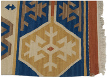 Carica l&#39;immagine nel visualizzatore di Gallery, kilim indiano moderno autentico originale 198x69 cm
