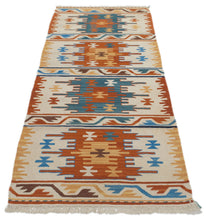 Carica l'immagine nel visualizzatore di Gallery, kilim indiano jalal autentico originale 198x69 cm
