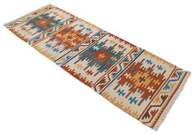 Carica l'immagine nel visualizzatore di Gallery, kilim indiano jalal autentico originale 198x69 cm
