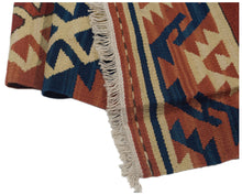 Carica l&#39;immagine nel visualizzatore di Gallery, kilim indiano moderno autentico originale 198x69 cm
