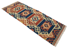 Carica l&#39;immagine nel visualizzatore di Gallery, kilim indiano moderno autentico originale 198x69 cm
