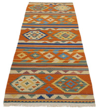 Lade das Bild in den Galerie-Viewer, kilim indiano moderno autentico originale 198x69 cm
