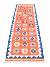 Carica l&#39;immagine nel visualizzatore di Gallery, kilim indiano moderno autentico originale 198x69 cm
