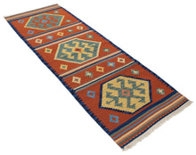 Lade das Bild in den Galerie-Viewer, kilim moderno autentico originale 244x69  cm
