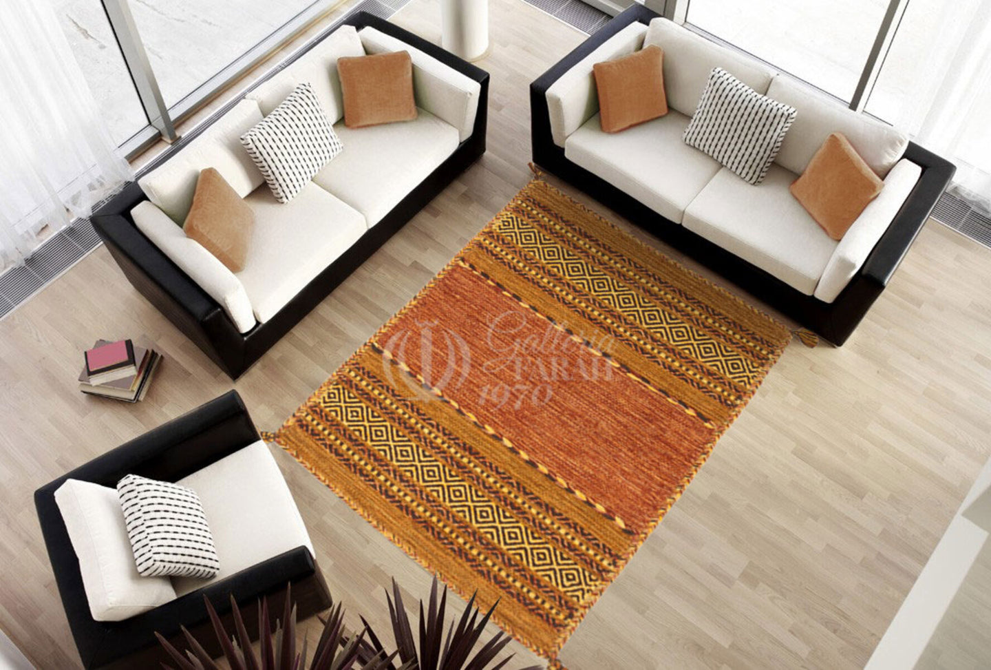 Kilim Lory tribal 100% Cotone, indiano, fatto a mano 140x70 cm Lavabile in Lavatrice