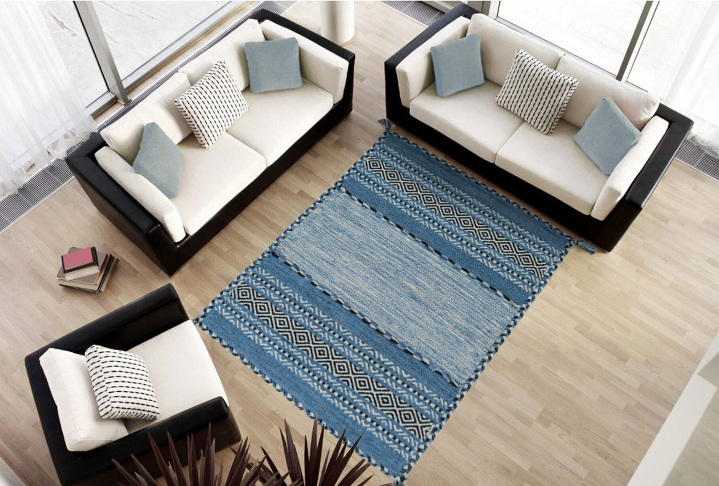 Kilim Lory tribal 100% Cotone, indiano, fatto a mano 150x90 cm